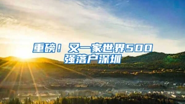 重磅！又一家世界500强落户深圳