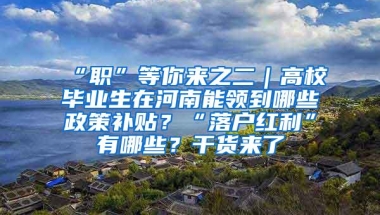 “职”等你来之二｜高校毕业生在河南能领到哪些政策补贴？“落户红利”有哪些？干货来了