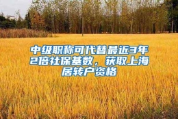 中级职称可代替最近3年2倍社保基数，获取上海居转户资格