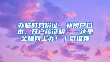 办临时身份证、补换户口本、开户籍证明……这里全程网上办！｜微推荐