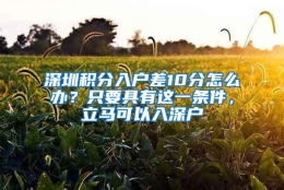 深圳积分入户差10分怎么办？只要具有这一条件，立马可以入深户