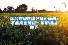 你的深圳医保外地也能用！不备案也能报！报销标准如下