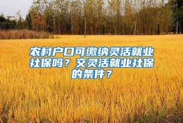 农村户口可缴纳灵活就业社保吗？交灵活就业社保的条件？