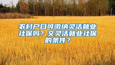 农村户口可缴纳灵活就业社保吗？交灵活就业社保的条件？