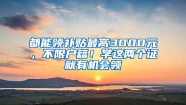 都能领补贴最高3000元，不限户籍！学这两个证就有机会领