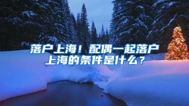 落户上海！配偶一起落户上海的条件是什么？