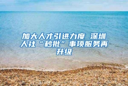 加大人才引进力度 深圳人社“秒批”事项服务再升级