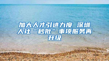 加大人才引进力度 深圳人社“秒批”事项服务再升级