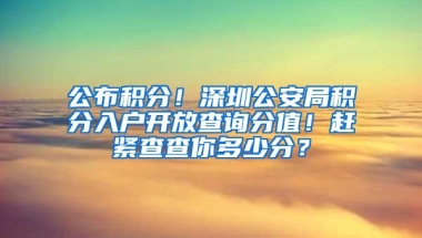 公布积分！深圳公安局积分入户开放查询分值！赶紧查查你多少分？