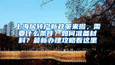 上海居转户新政策来啦，需要什么条件？如何准备材料？最新办理攻略看这里