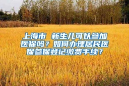 上海市 新生儿可以参加医保吗？如何办理居民医保参保登记缴费手续？