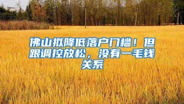 佛山拟降低落户门槛！但跟调控放松，没有一毛钱关系