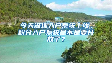 今天深圳入户系统上线，积分入户系统是不是要开放了？