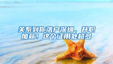 关系到你落户深圳、升职加薪！这个证用处超多