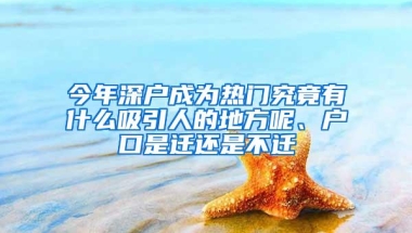 今年深户成为热门究竟有什么吸引人的地方呢、户口是迁还是不迁