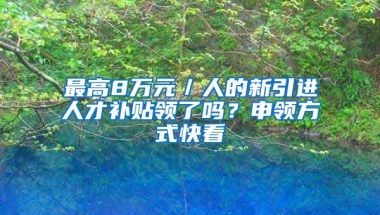 最高8万元／人的新引进人才补贴领了吗？申领方式快看→