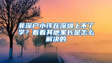 非深户小孩在深圳上不了学？看看其他家长是怎么解决的