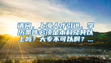 请问，上海人才引进，学历条件必须是本科及其以上吗？大专不可以啊？...