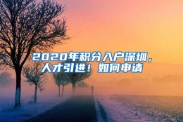 2020年积分入户深圳，人才引进！如何申请