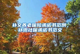 补交养老保险承诺书范例，补缴社保承诺书范文