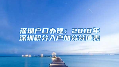 深圳户口办理：2018年深圳积分入户加分分值表