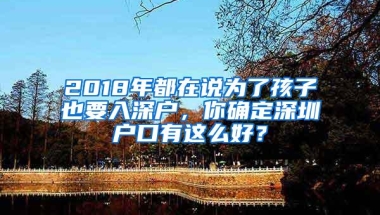 2018年都在说为了孩子也要入深户，你确定深圳户口有这么好？