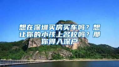 想在深圳买房买车吗？想让你的小孩上名校吗？那你得入深户