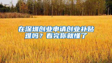 在深圳创业申请创业补贴难吗？看完你就懂了