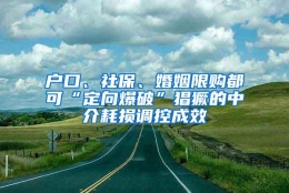 户口、社保、婚姻限购都可“定向爆破”猖獗的中介耗损调控成效