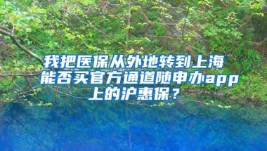 我把医保从外地转到上海能否买官方通道随申办app上的沪惠保？