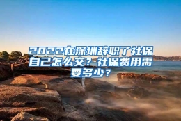 2022在深圳辞职了社保自己怎么交？社保费用需要多少？