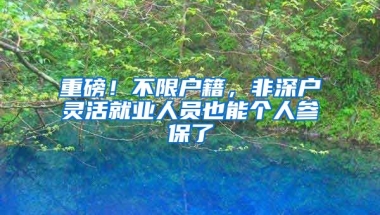 重磅！不限户籍，非深户灵活就业人员也能个人参保了