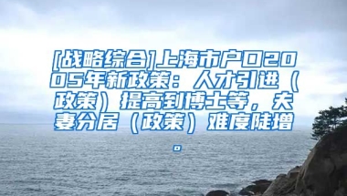 [战略综合]上海市户口2005年新政策：人才引进（政策）提高到博士等，夫妻分居（政策）难度陡增。