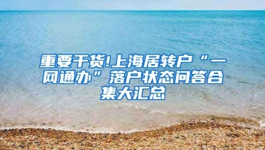 重要干货!上海居转户“一网通办”落户状态问答合集大汇总