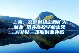 上海：多渠道稳定和扩大就业 落实高校毕业生见习补贴、求职创业补贴