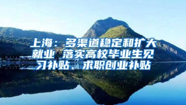 上海：多渠道稳定和扩大就业 落实高校毕业生见习补贴、求职创业补贴