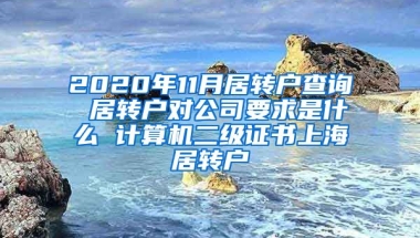 2020年11月居转户查询 居转户对公司要求是什么 计算机二级证书上海居转户