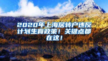 2020年上海居转户违反计划生育政策！关键点都在这！