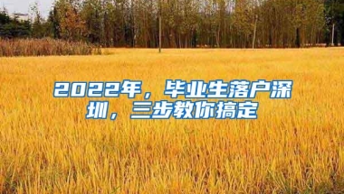 2022年，毕业生落户深圳，三步教你搞定