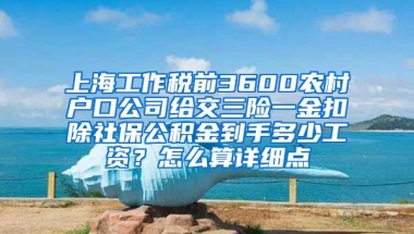 上海工作税前3600农村户口公司给交三险一金扣除社保公积金到手多少工资？怎么算详细点