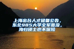 上海出台人才储备公告，东北985大学全军覆没，海归硕士也不保险