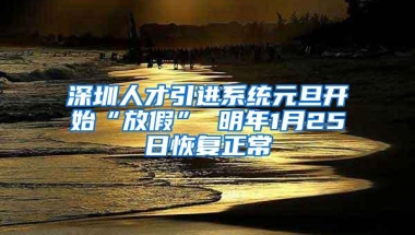 深圳人才引进系统元旦开始“放假” 明年1月25日恢复正常