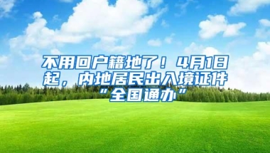 不用回户籍地了！4月1日起，内地居民出入境证件“全国通办”