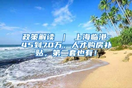 政策解读 ｜ 上海临港：45到70万，人才购房补贴，第二套也有！