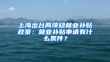 上海出台两项稳就业补贴政策：就业补贴申请有什么条件？