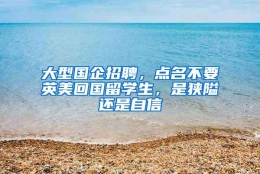 大型国企招聘，点名不要英美回国留学生，是狭隘还是自信