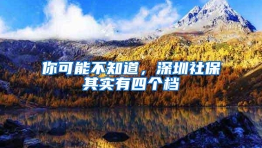 你可能不知道，深圳社保其实有四个档