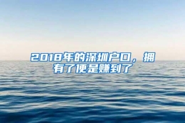 2018年的深圳户口，拥有了便是赚到了