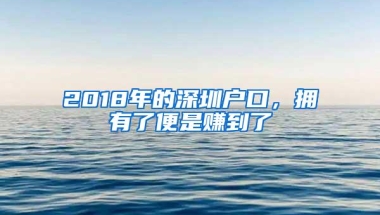 2018年的深圳户口，拥有了便是赚到了