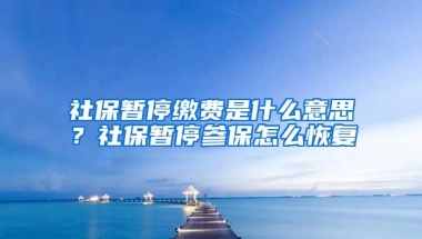 社保暂停缴费是什么意思？社保暂停参保怎么恢复